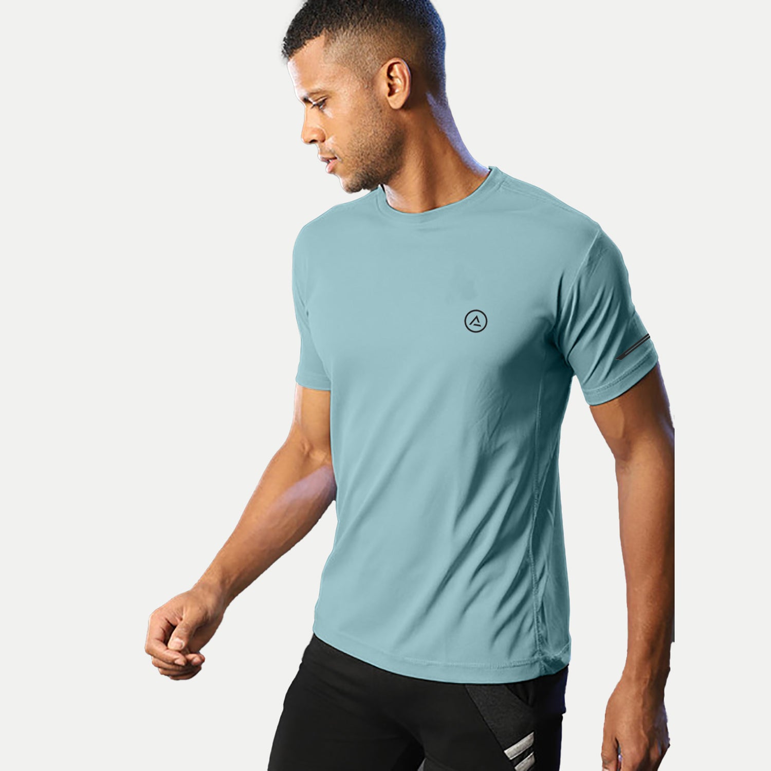 Radprix Men Turquoise Blue Regular Fit Sports T-shirt