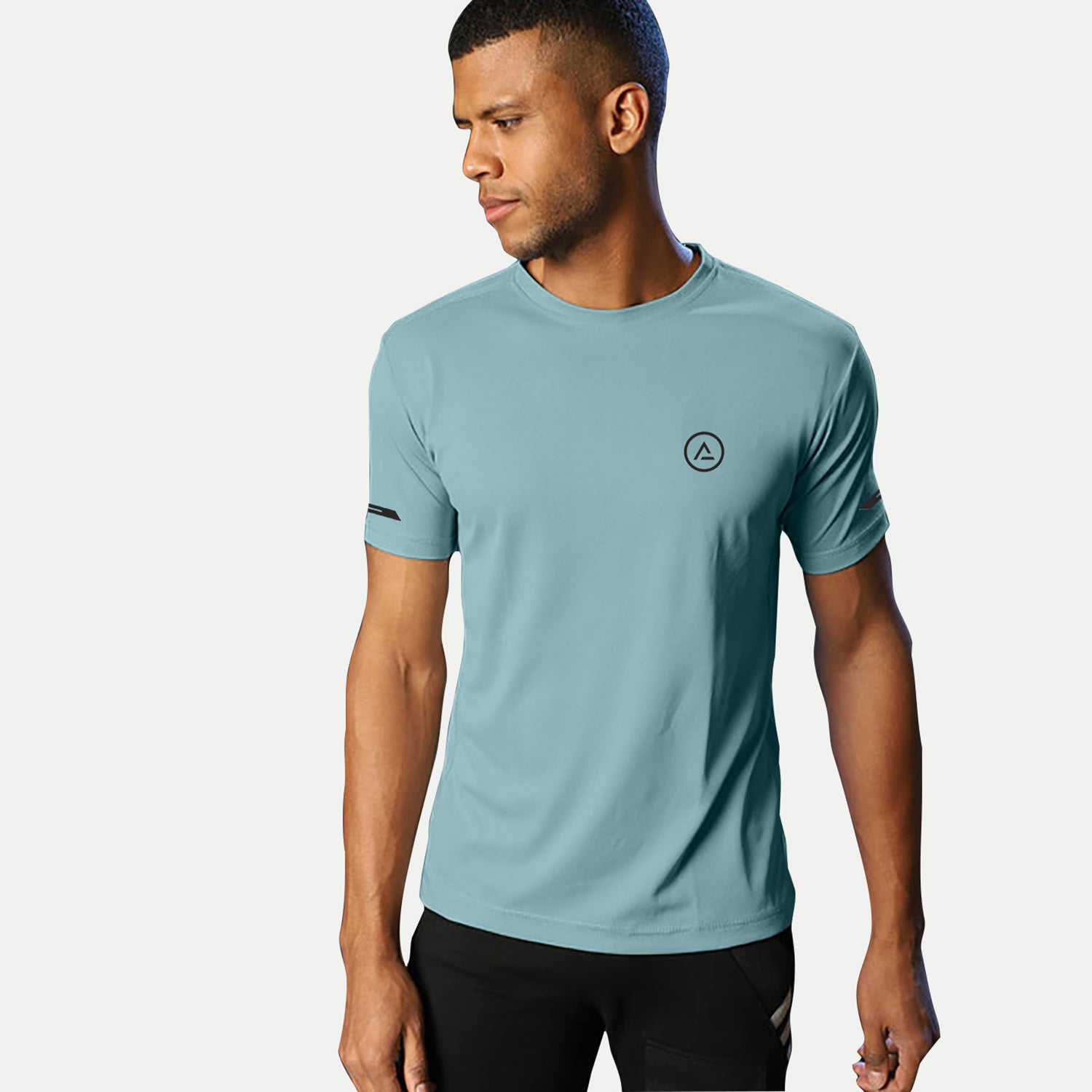 Radprix Men Turquoise Blue Regular Fit Sports T-shirt