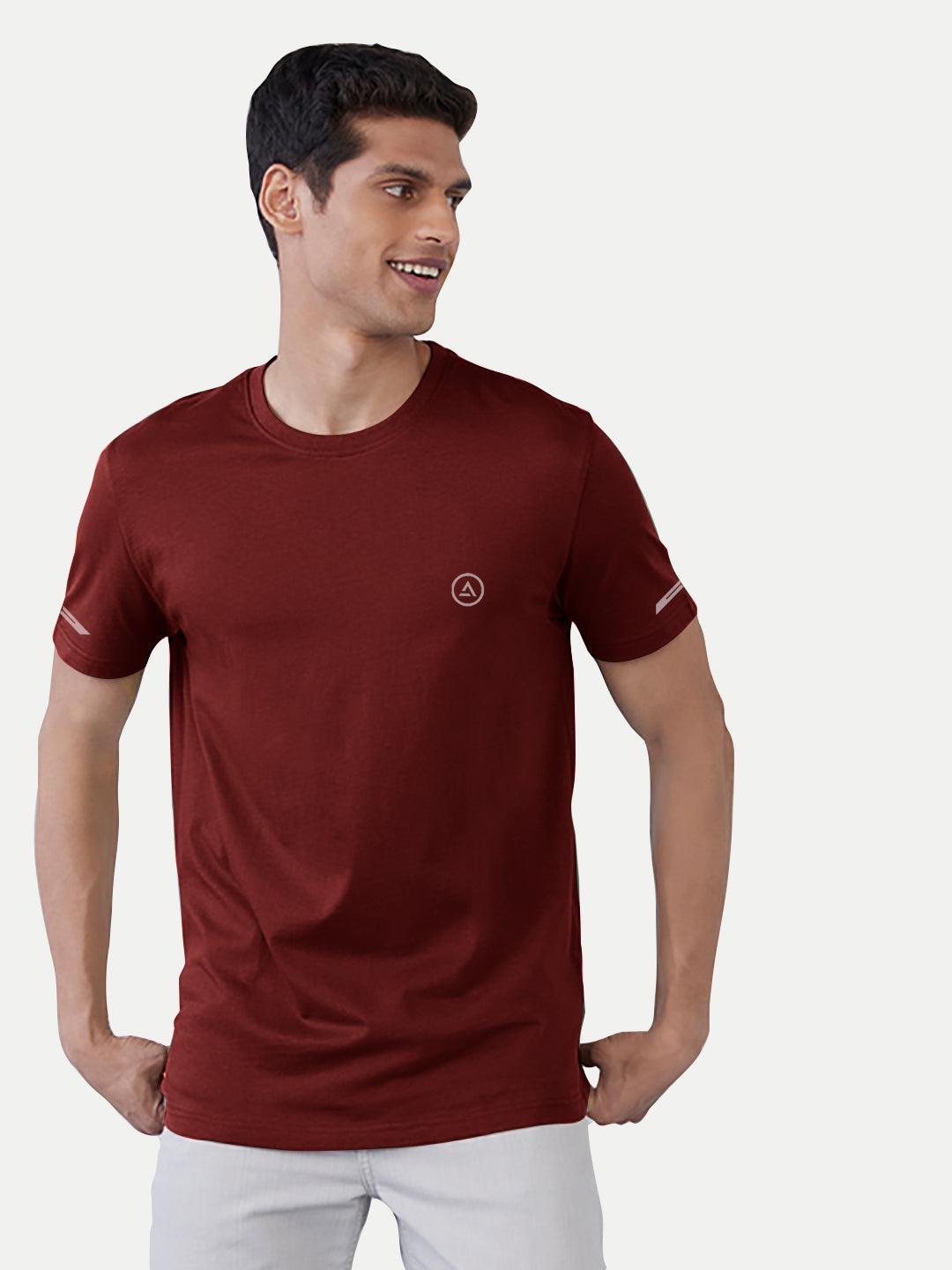 Radprix Men Maroon Regular Fit Sports T-shirt