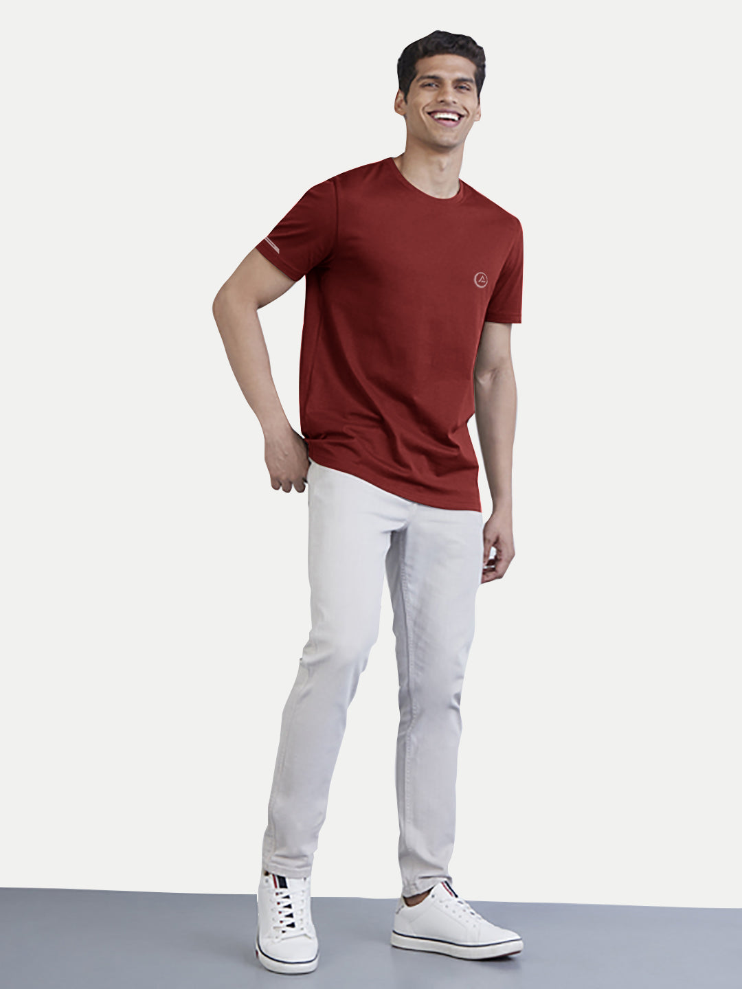 Radprix Men Maroon Regular Fit Sports T-shirt