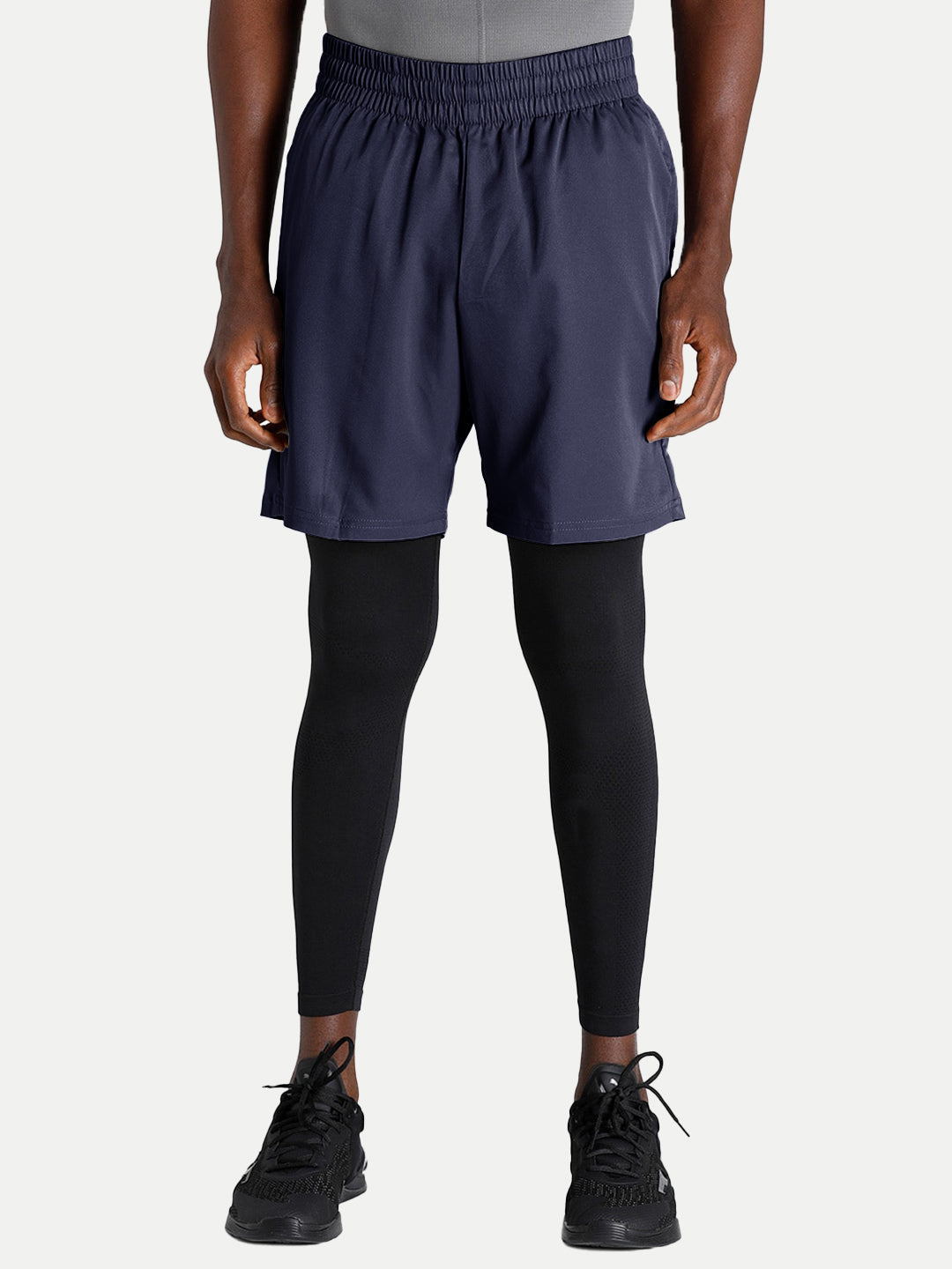 Radprix Men Solid Navy Blue Polyester Athleisure Shorts
