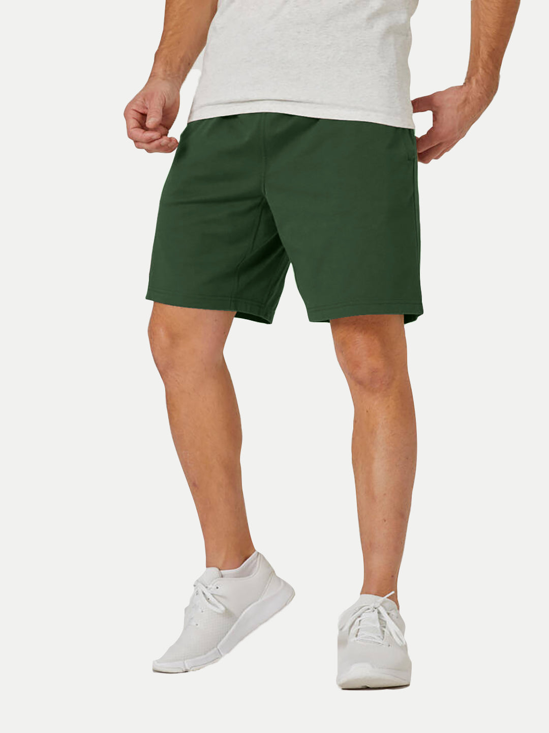 Radprix Mens Bottle Green Solid Knitted Casual Shorts 