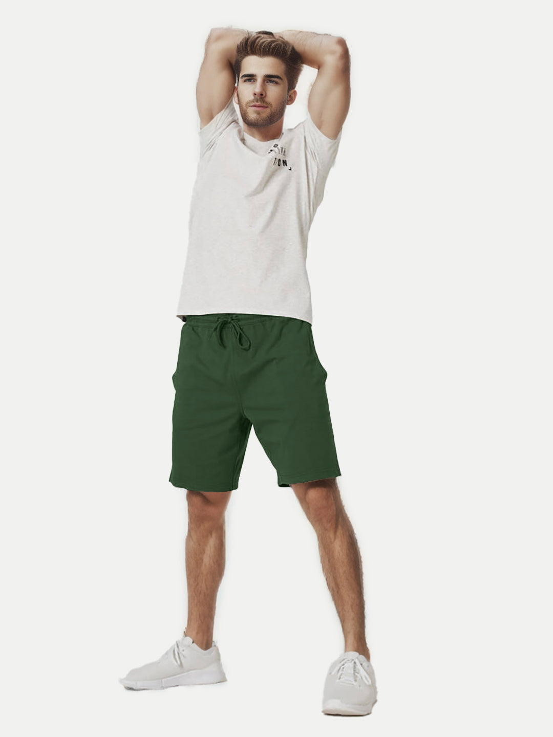 Radprix Mens Bottle Green Solid Knitted Casual Shorts 