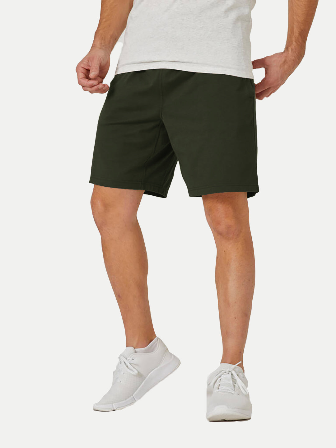 Radprix Mens Miltary Green Solid Knitted Casual Shorts 