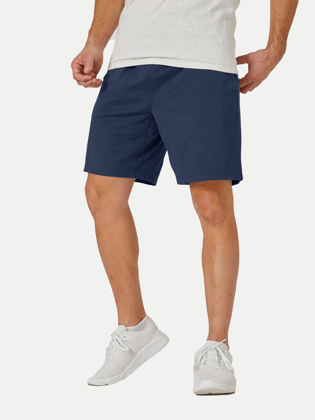 Radprix Mens Navy Melange Solid Knitted Casual Shorts 