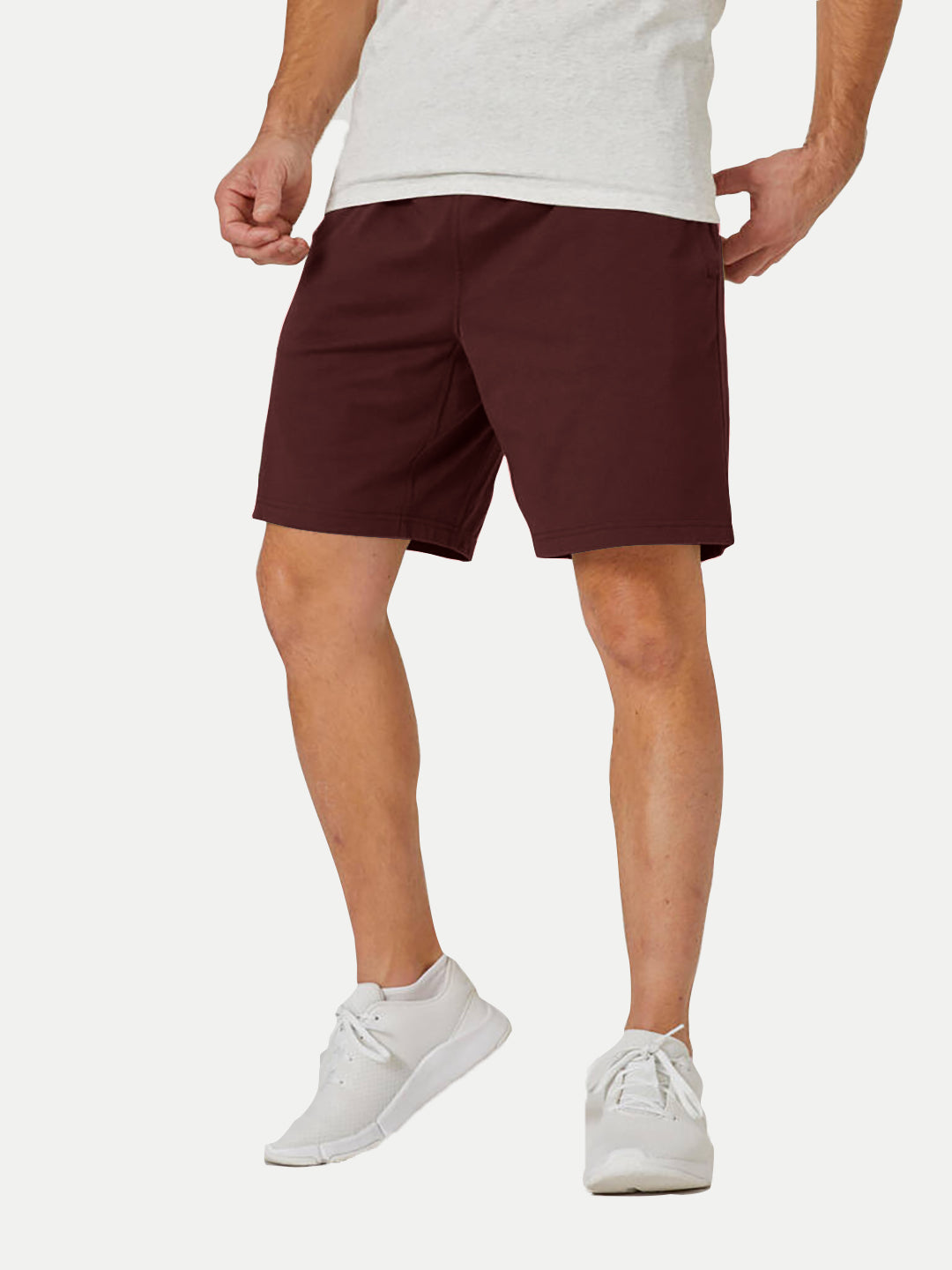 Radprix Mens Maroon Solid Knitted Casual Shorts 