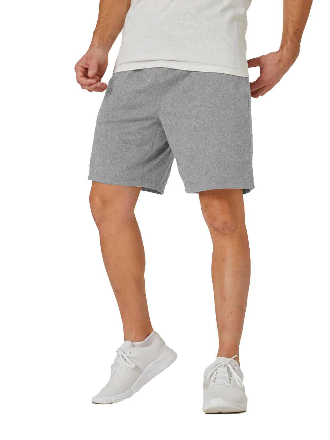 Radprix Mens Silver Melange Solid Knitted Casual Shorts 