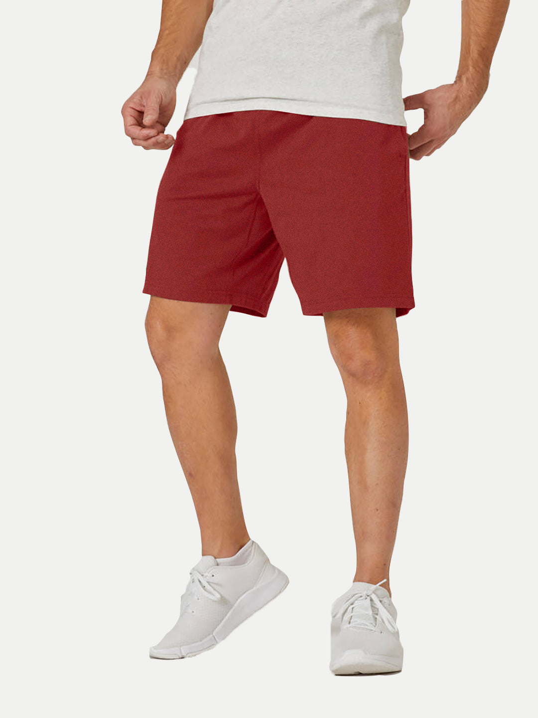 Radprix Mens Red Solid Knitted Casual Shorts 