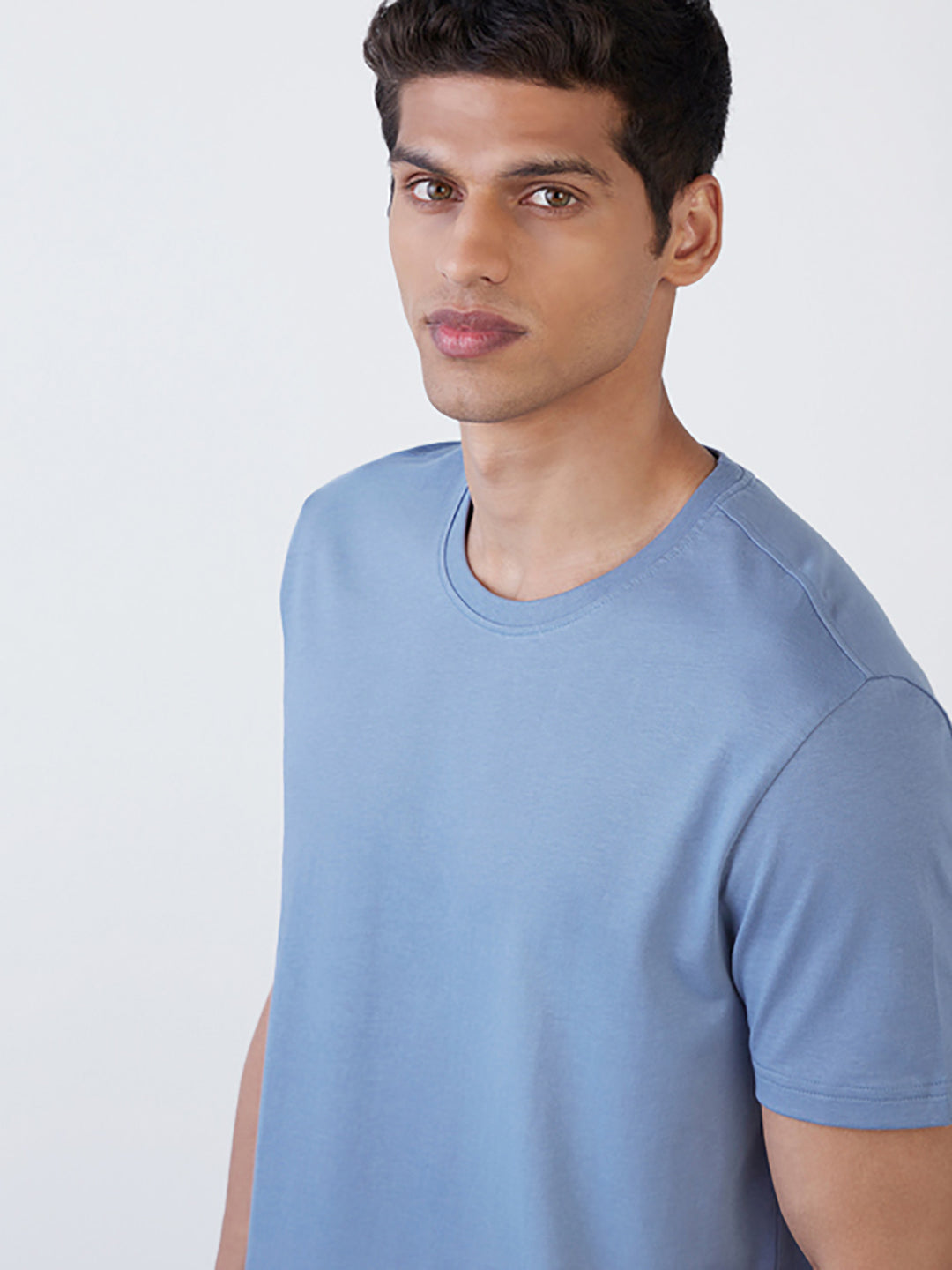 Radprix Men Basic Light Blue Crew Neck T Shirt