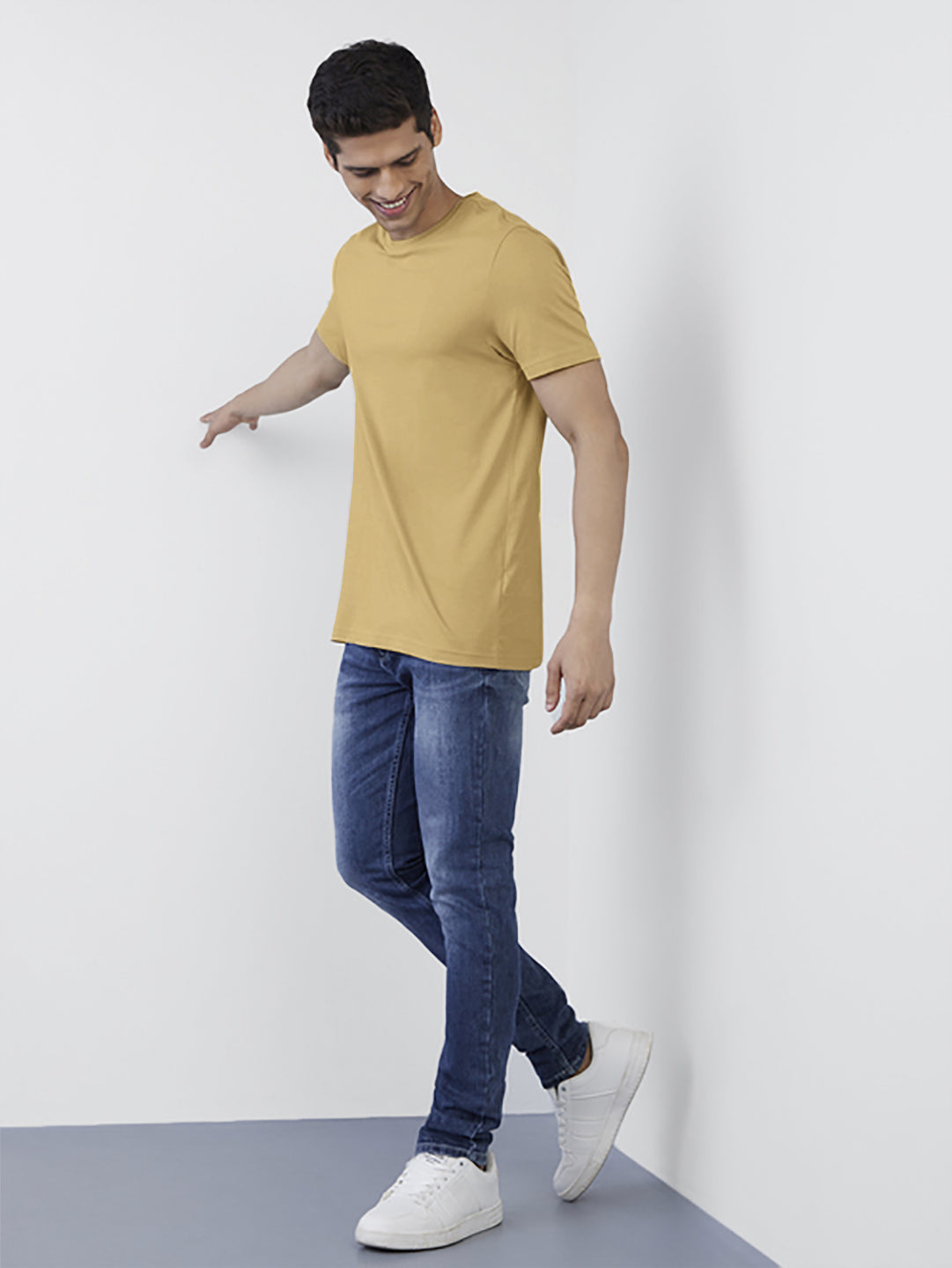 Radprix Men Basic Sand Crew Neck T Shirt