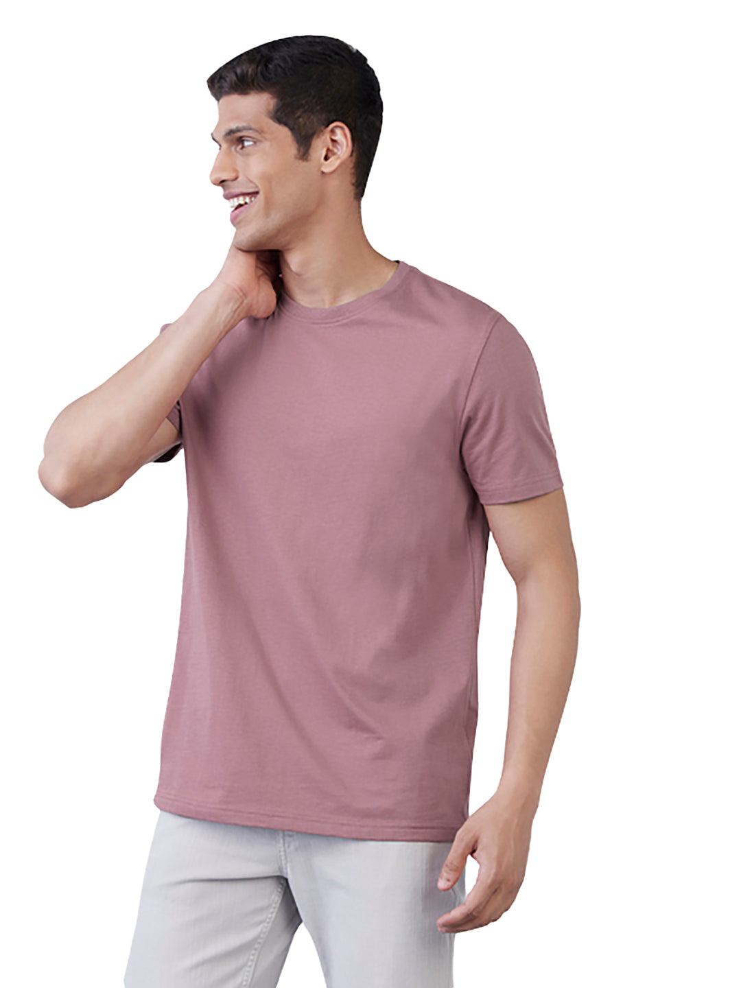 Radprix Men Basic Peach Crew Neck T Shirt