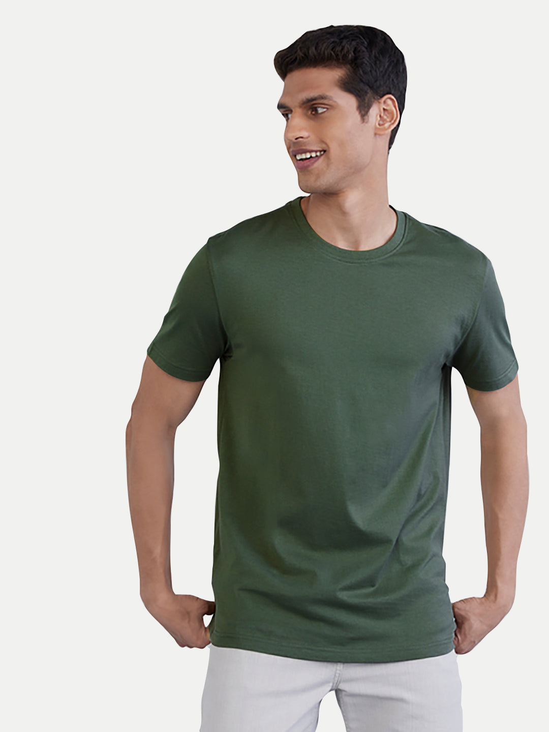 Radprix Men Basic Green Crew Neck T Shirt