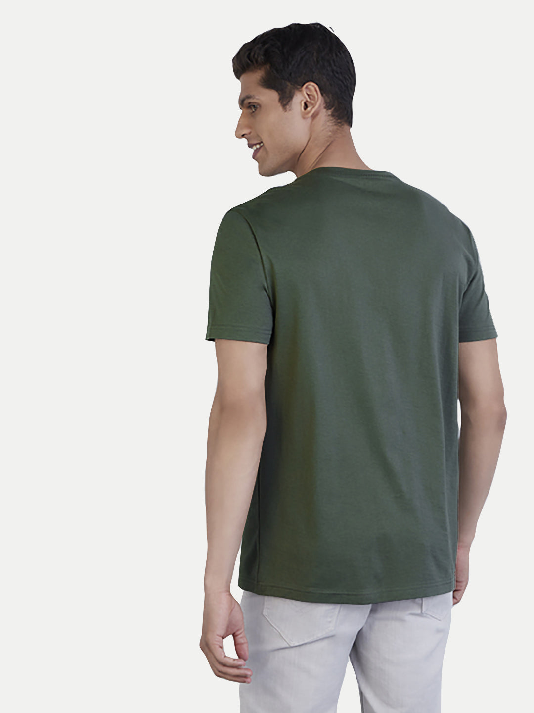 Radprix Men Basic Green Crew Neck T Shirt