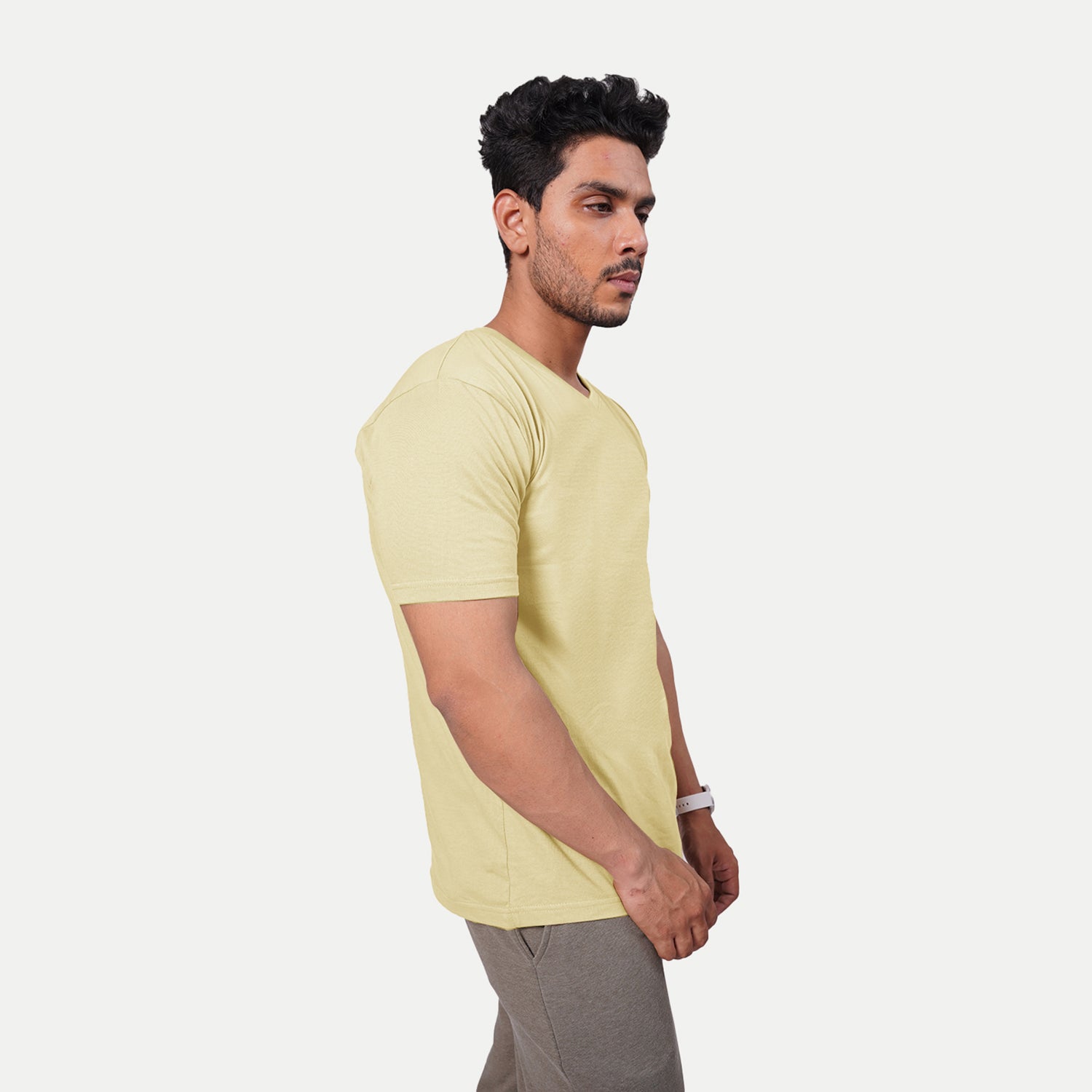 Radprix Men Basic Sand V neck T-Shirt