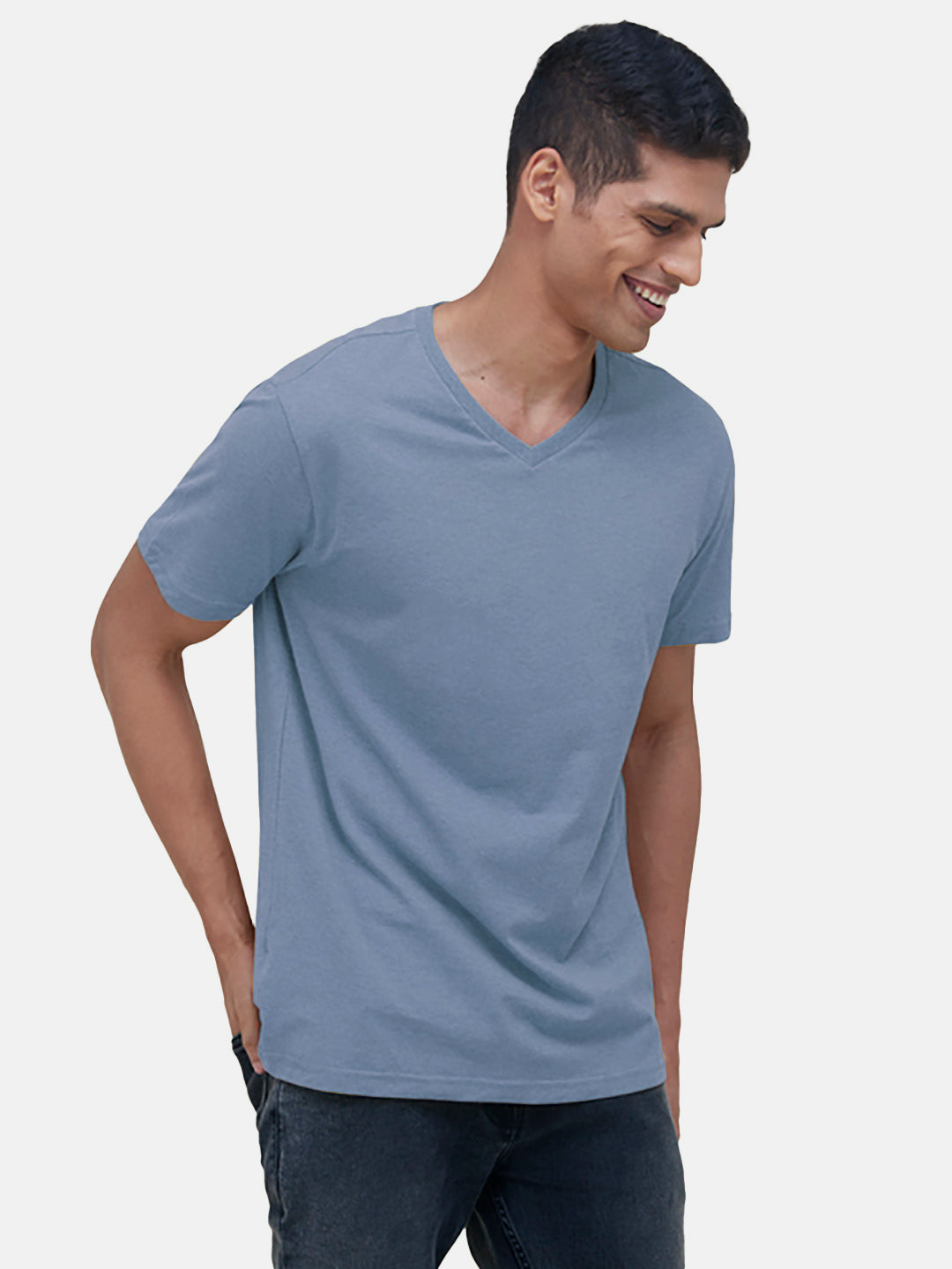 Radprix Men Basic Blue V neck T-Shirt