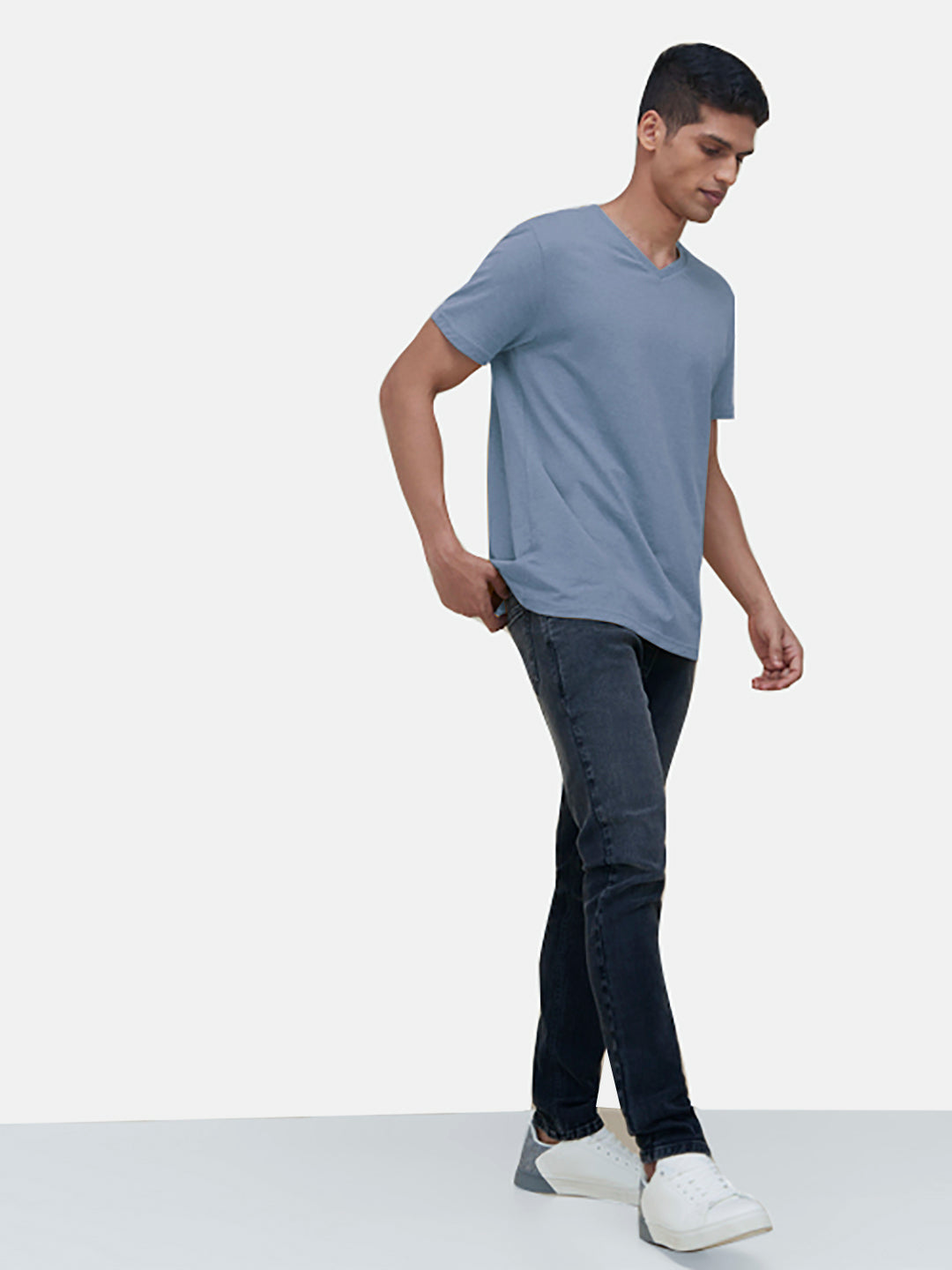 Radprix Men Basic Blue V neck T-Shirt