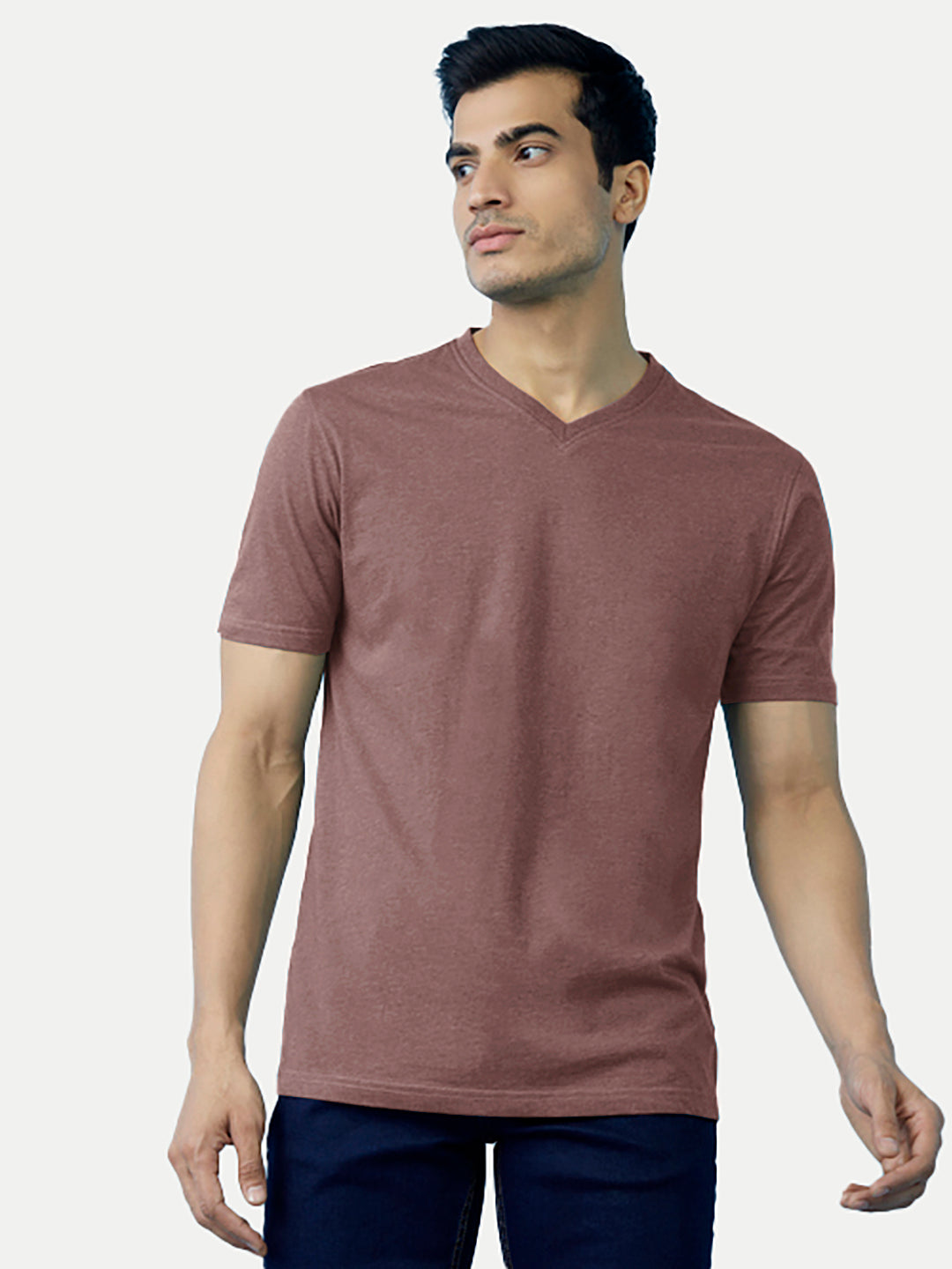 Radprix Men Basic Light Brown V neck T-Shirt