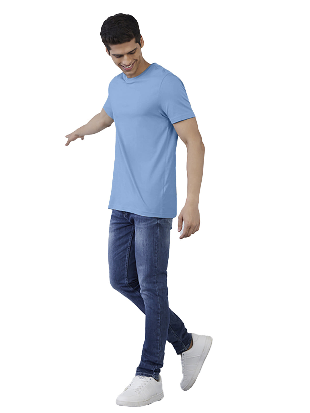 Radprix Men Basic Sky Blue Crew Neck T Shirt