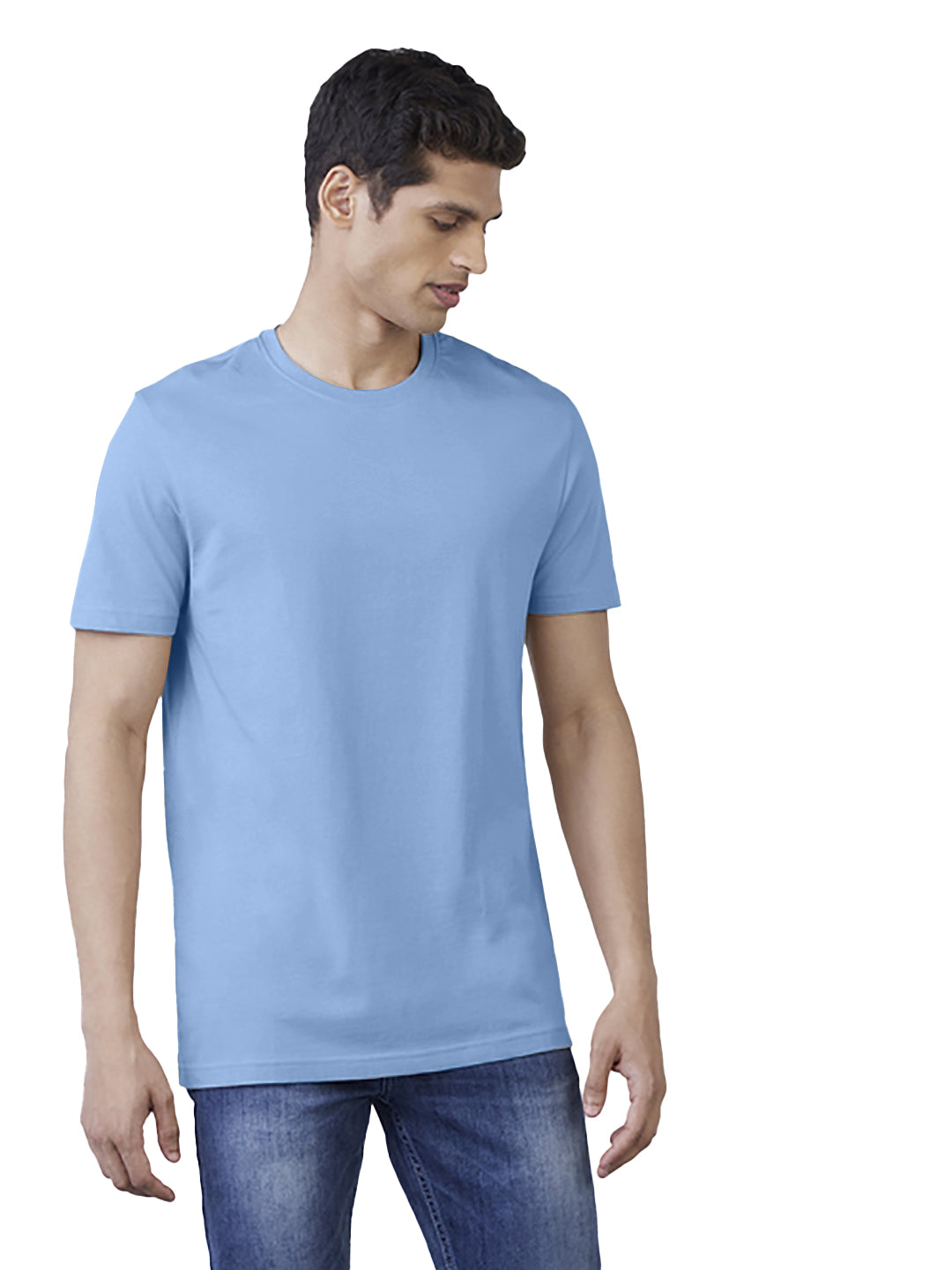 Radprix Men Basic Sky Blue Crew Neck T Shirt