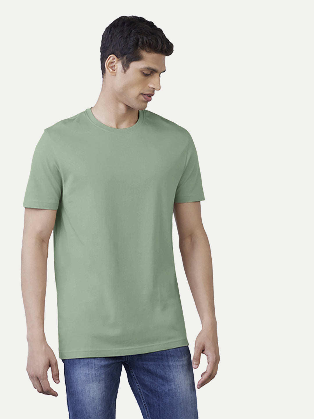 Radprix Men Basic Light Green Crew Neck T Shirt