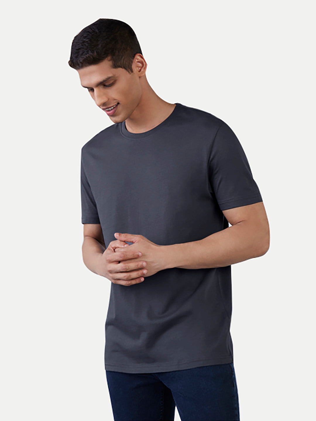 Radprix Men Basic Dark Blue Crew Neck T Shirt