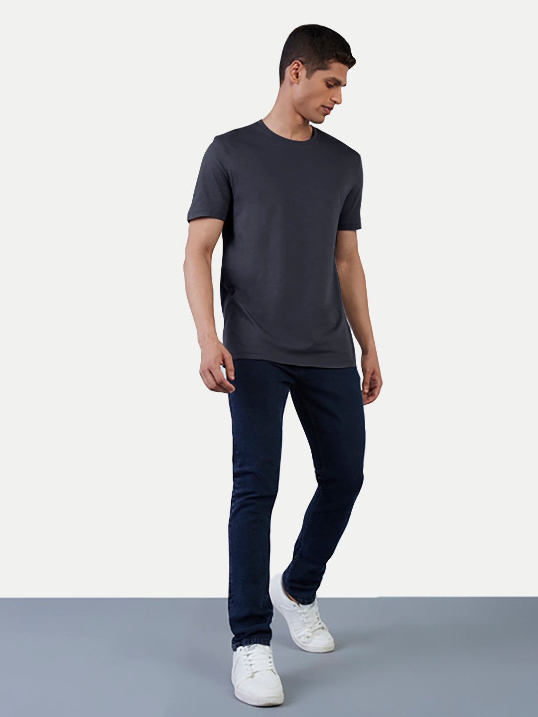 Radprix Men Basic Dark Blue Crew Neck T Shirt