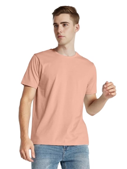 Radprix Men Peach Crew neck T-shirt