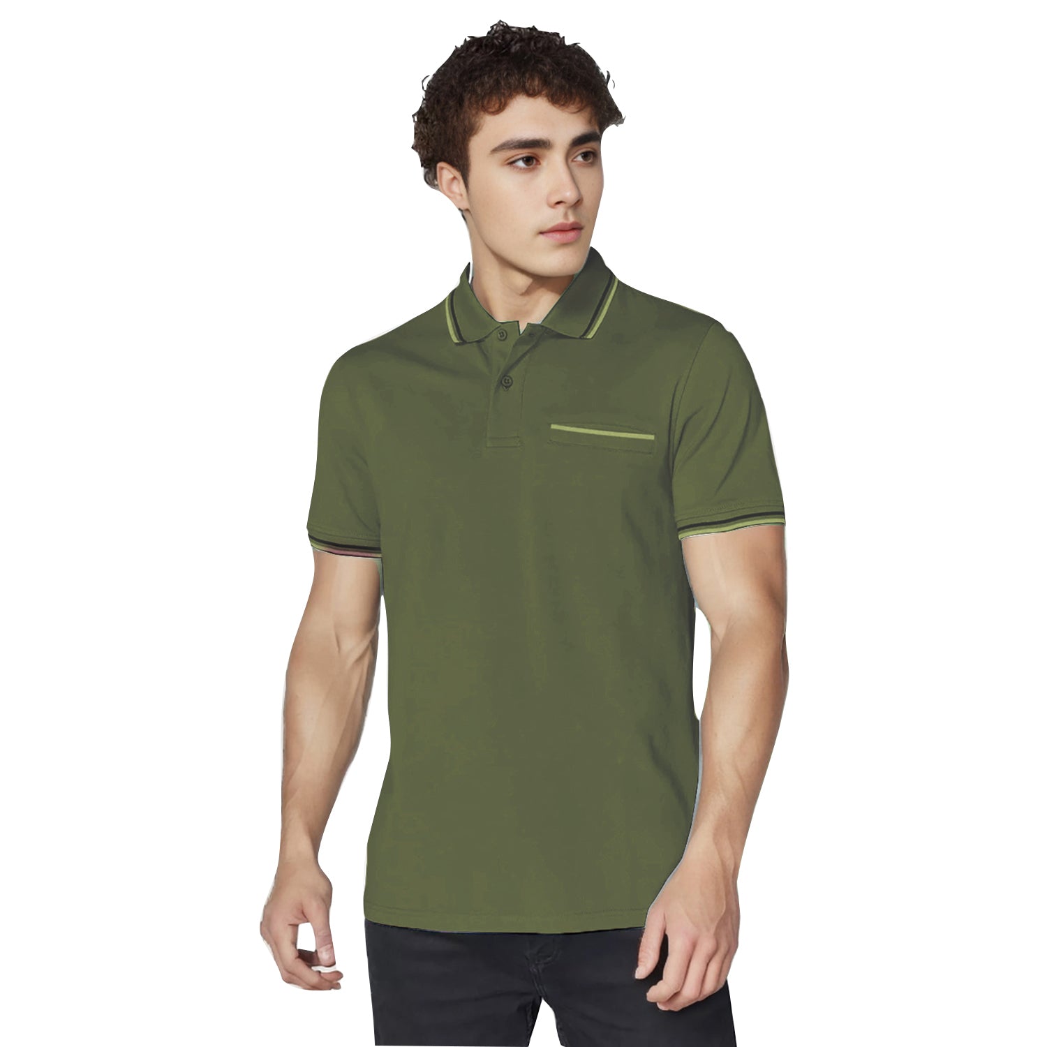 Radprix Men Olive Polo T-shirt