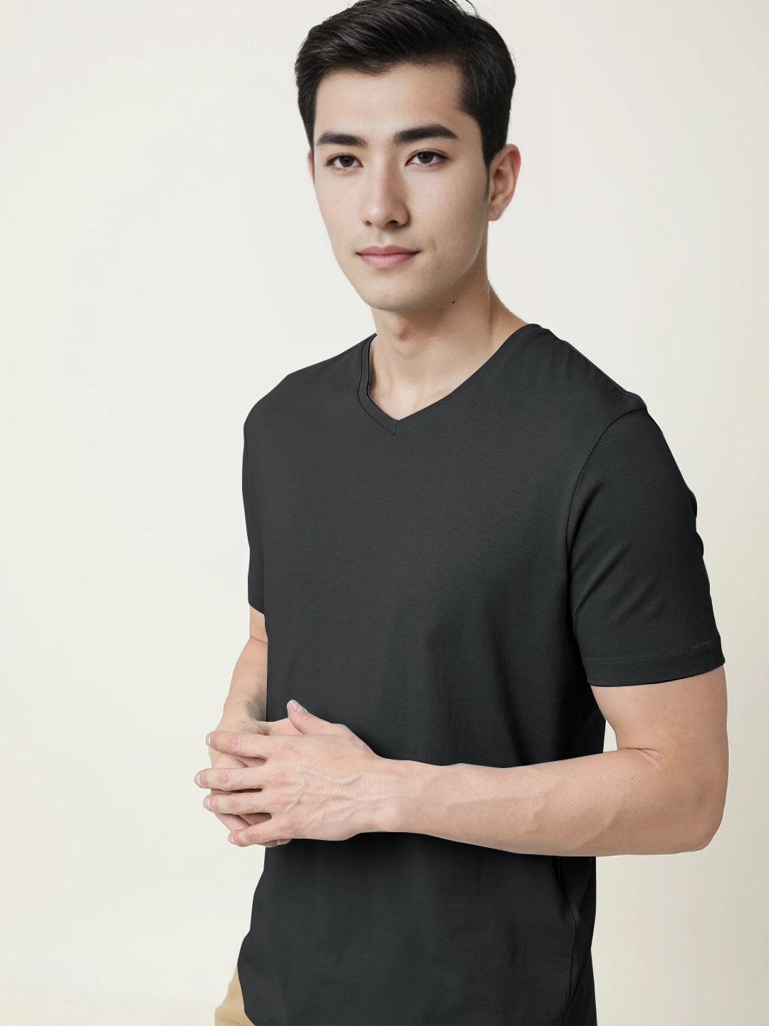 Radprix Men Black V neck T-shirt