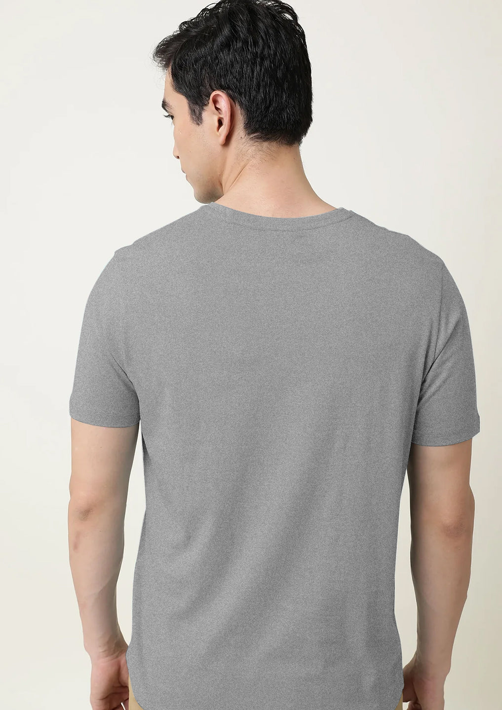 Radprix Men Grey Melange V neck T-shirt