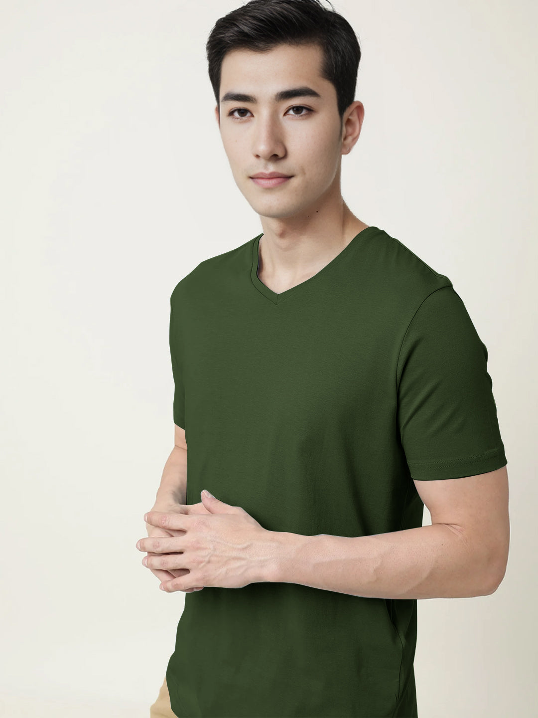 Radprix Men olive V neck T-shirt