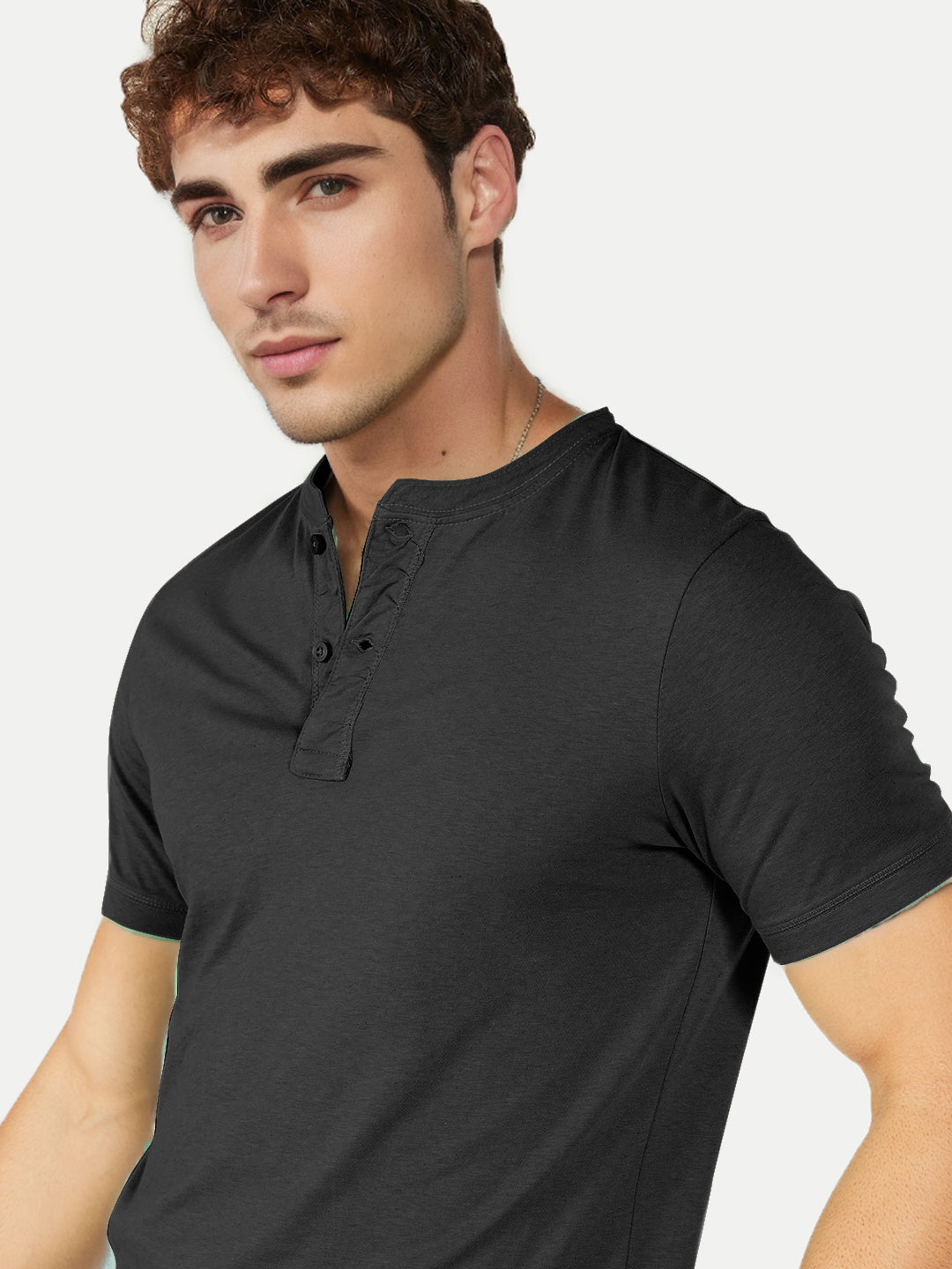 Radprix Men black Henley neck T-shirt