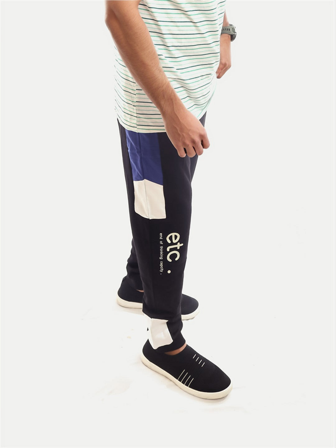 Radprix Men Black Colourblock Printed comfort Fit cotton Joggers