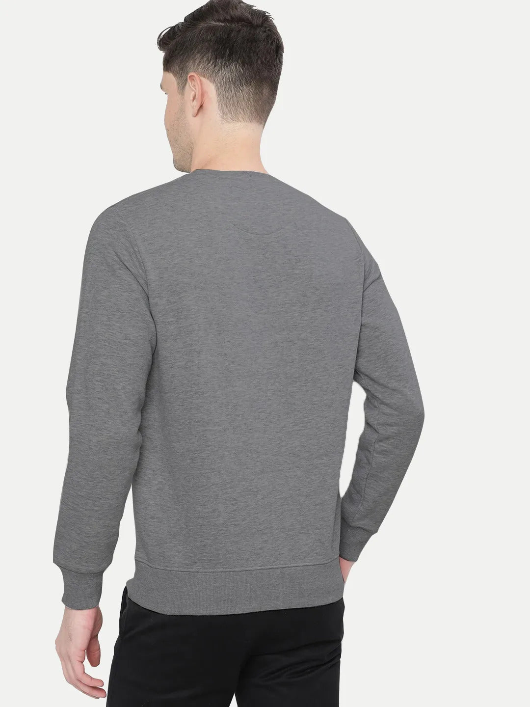 Radprix Men Solid Dark Grey Regular Fit Pullover Sweatshirt