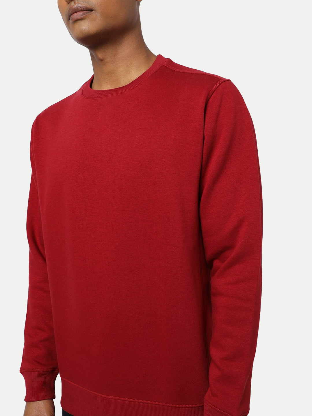 Radprix Men Solid Red Regular Fit Pullover Sweatshirt