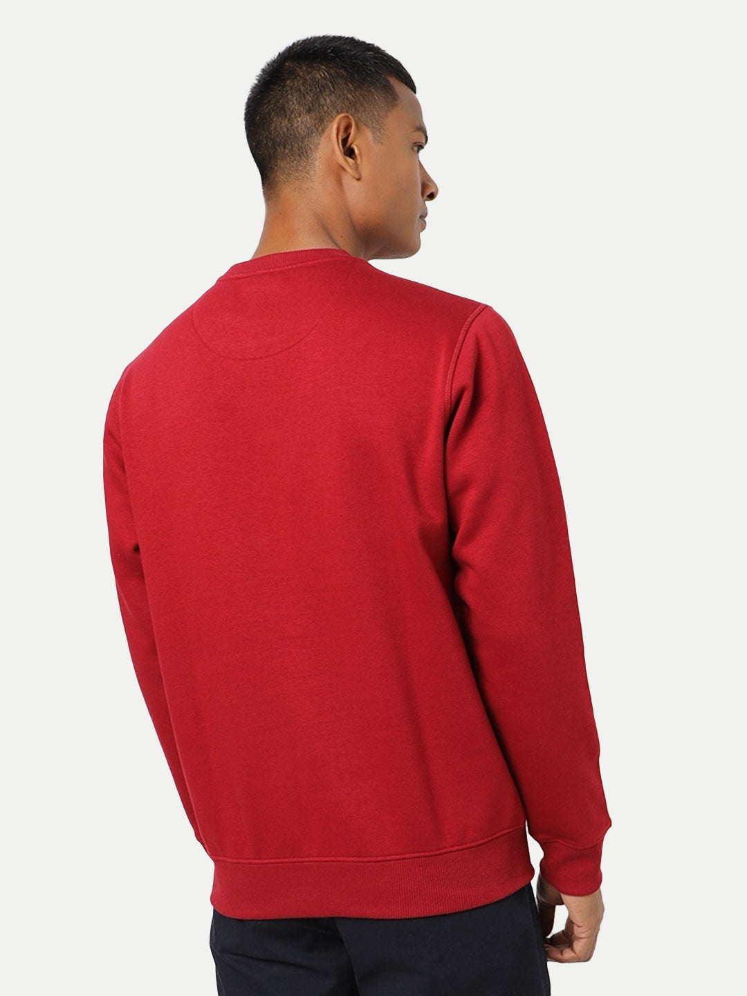 Radprix Men Solid Red Regular Fit Pullover Sweatshirt