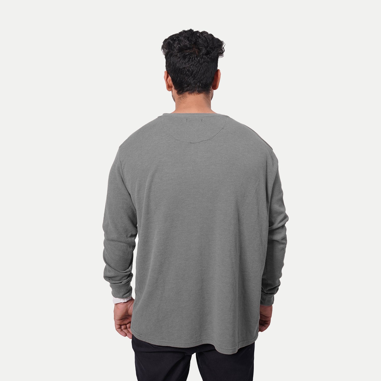 Radprix Men Olive Green Full Sleeve Henley Neck T-Shirt