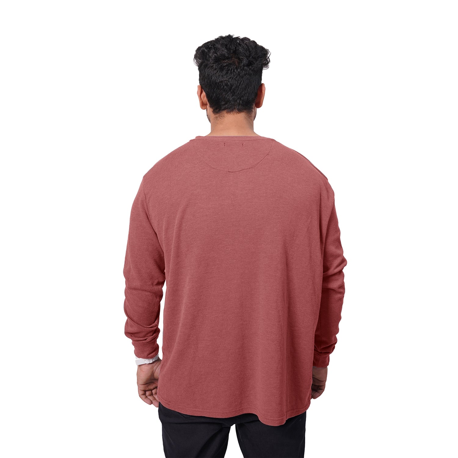 Radprix Men Rust Full Sleeve Henley Neck T-Shirt