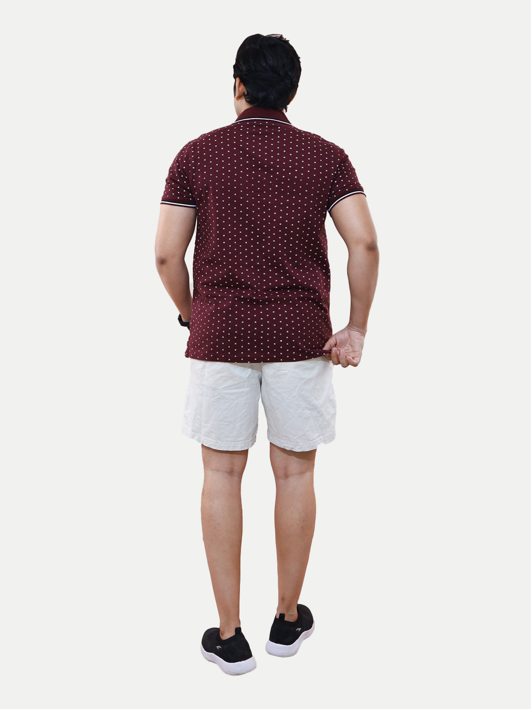 Radprix Men Burgundy ditsy printed casual loose Fit Polo T-shirt