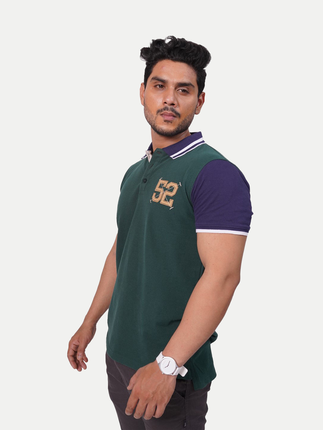 Radprix Men Green Contrast Tipping Polo T-shirt