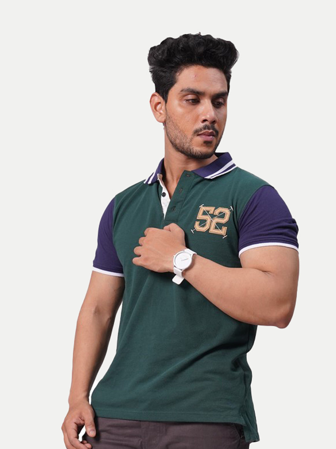 Radprix Men Green Contrast Tipping Polo T-shirt