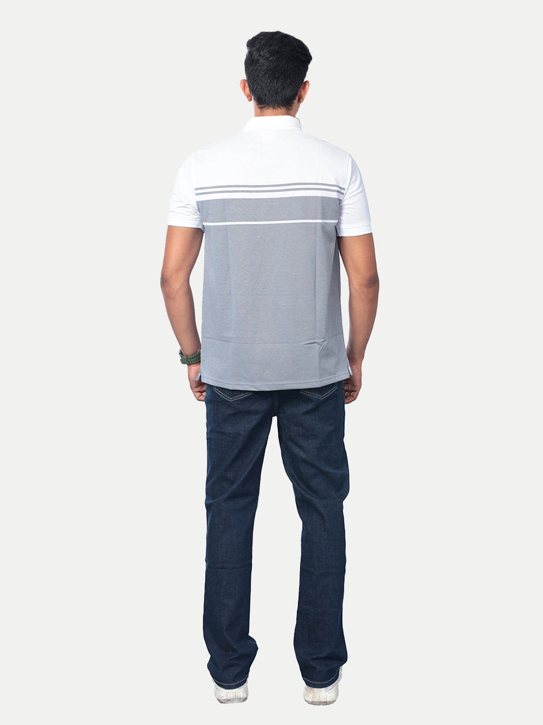 Radprix Men Grey Colour-blocked Polo T-Shirt