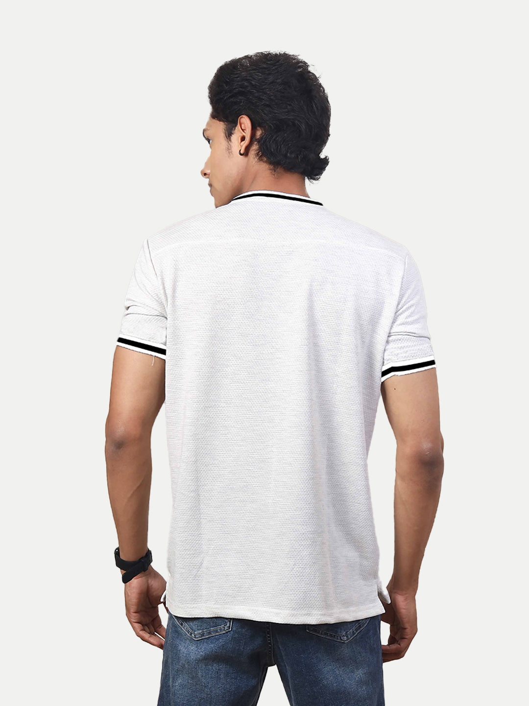 Radprix Men White Crew Neck Tee with Sleeve Print