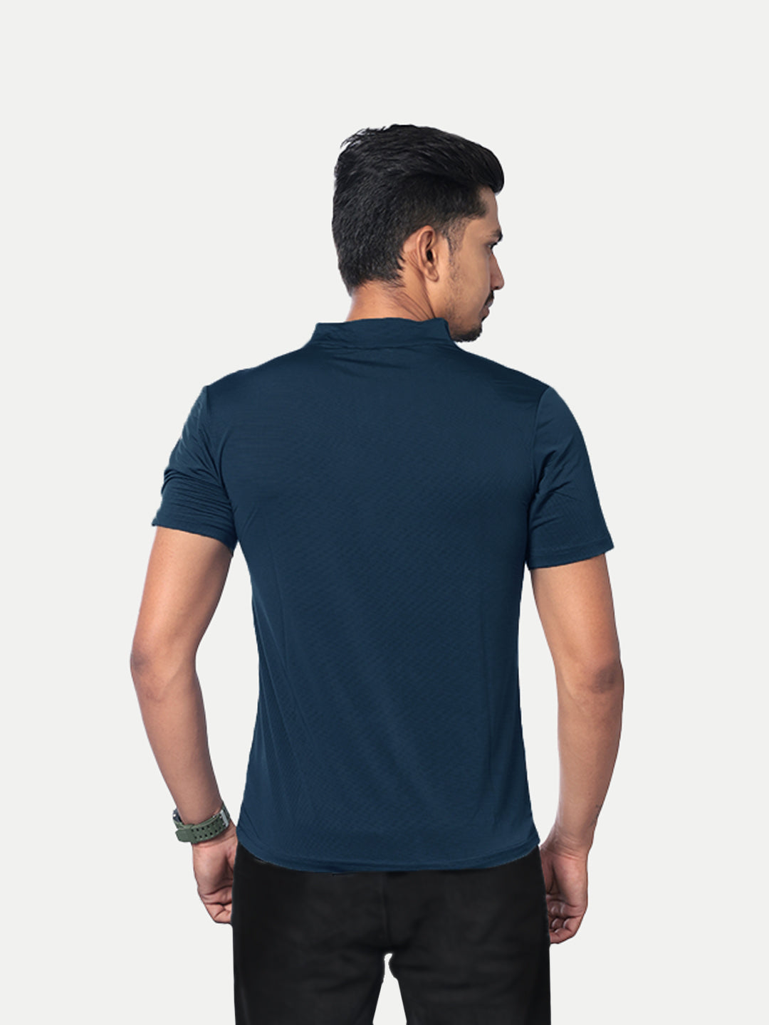 Radprix Men Navy Active wear Zipper Half Sleeve T-Shirt