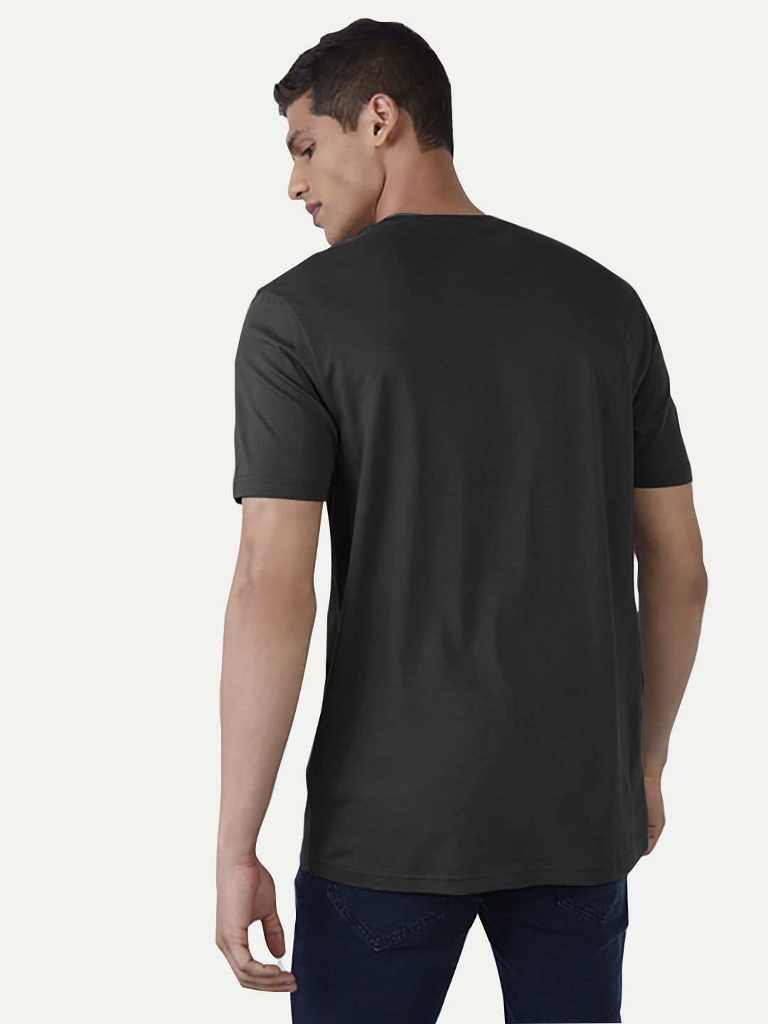 Radprix Men Black Logo typographic printed basic cotton T-shirt