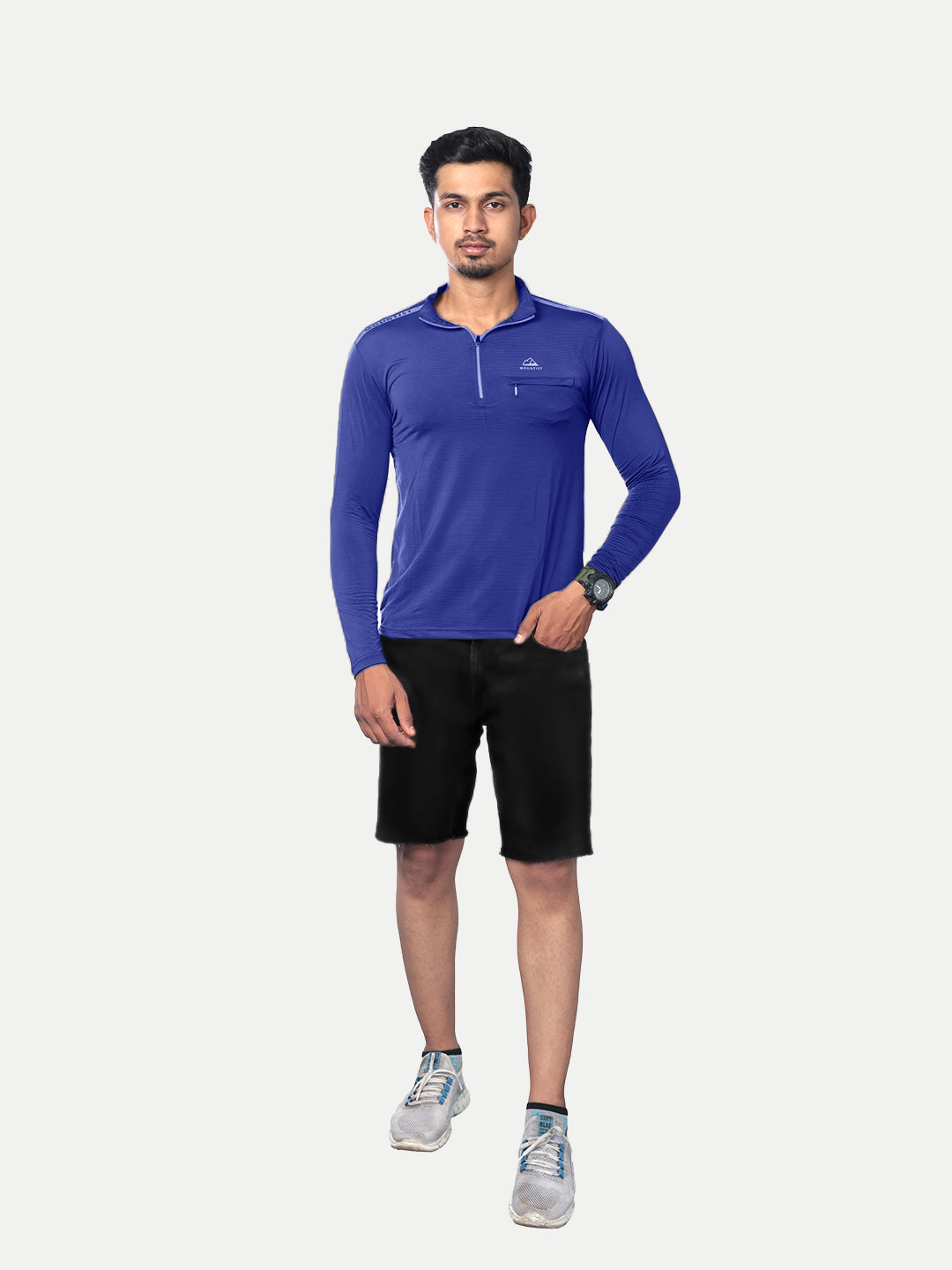 Radprix Men Blue Active wear Zipper Full Sleeve T-Shirt