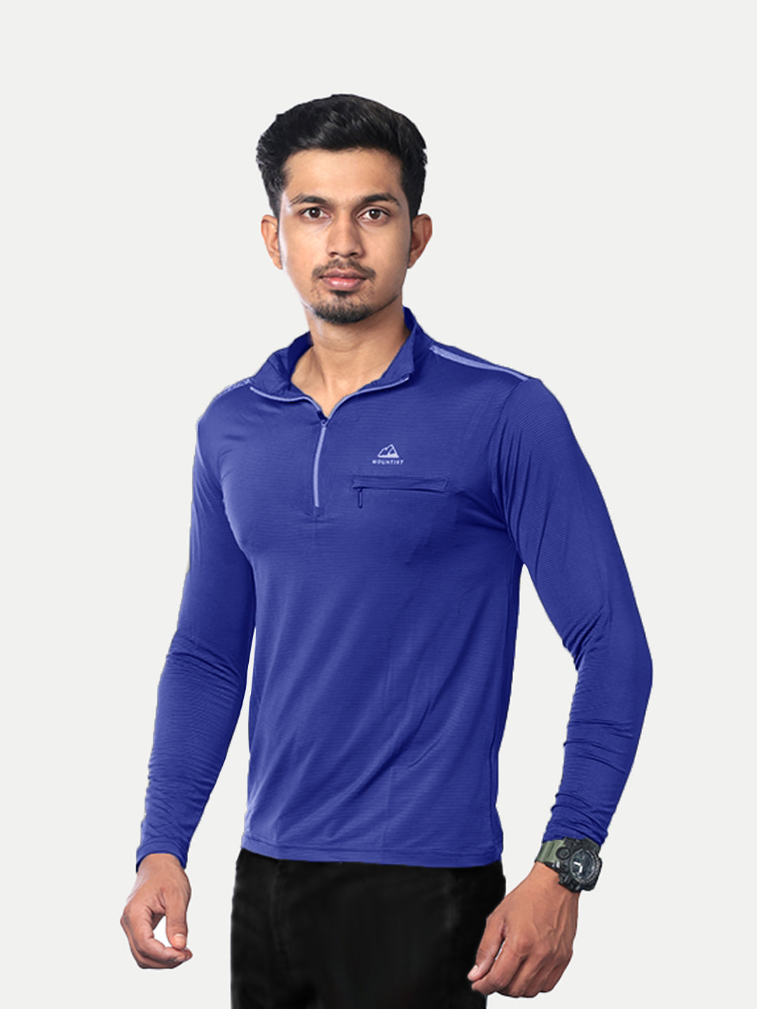 Radprix Men Blue Active wear Zipper Full Sleeve T-Shirt