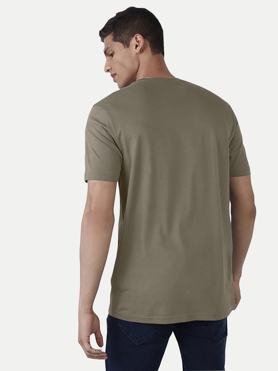 Radprix Men Olive typographic printed basic cotton T-shirt