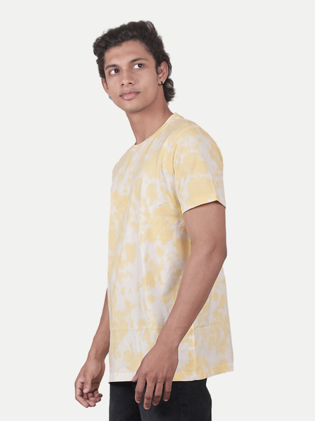 Radprix Men Yellow Tie and Dye Cotton Crew Neck T-Shirt