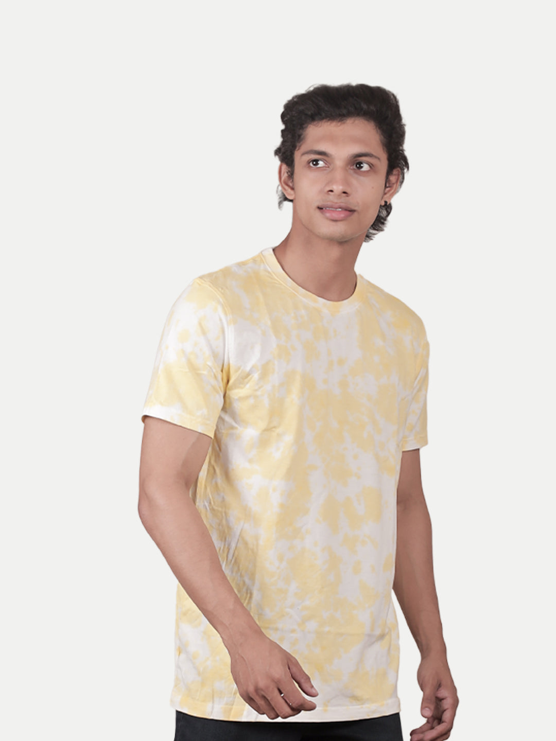 Radprix Men Yellow Tie and Dye Cotton Crew Neck T-Shirt